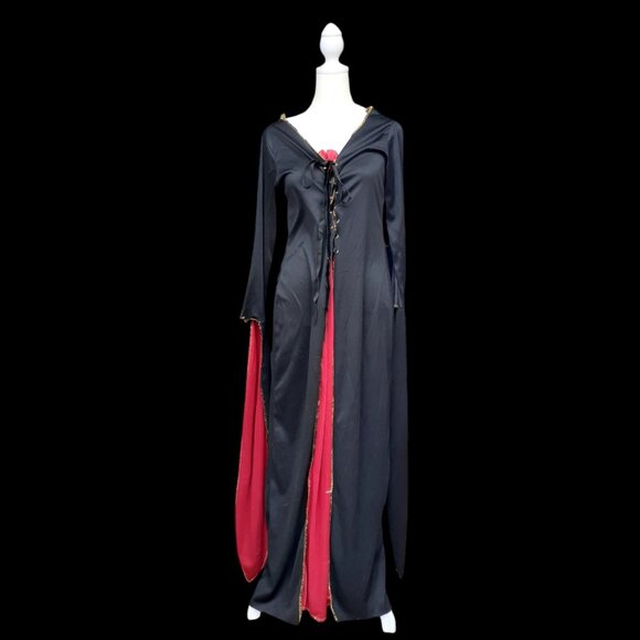 Halloween Vampiress Costume Blood Red & Black LARP Cosplay Goth Lace Up Theater - Picture 6 of 11